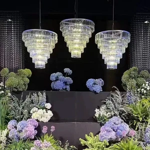 Wedding Hall Chandelier Pendant Lights Metal & Acrylic Gold Silver Ceiling Decoration Light