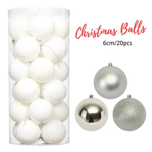 BINLU Luxury Christmas Balls 6cm Shiny White 20pcs Set Custom for Hanging Christmas Tree Wreaths Home Decoration High Quality