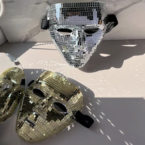 Disco Ball Mask Mirror Costume Mask for Graduation Father's Day Party Cosplay Night Club Reflective Full Face Festival