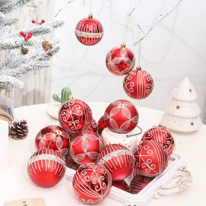 SHUANGYUAN Plastic Christmas Balls Set-Handmade Personalized Red Ornaments Shatterproof Hanging Christmas Tree Decoration