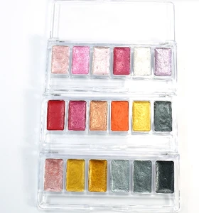 Water Activated Metallic Food Colour Palette Food Paint Mini Palette Edible Glitter Luster Dust Paint for Cake