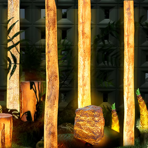 Aluminum Material IP65 Solar AC Powered 1m 2m Luminous Glowing LED Birch Tree Trunk Lighted Outdoor Decoration