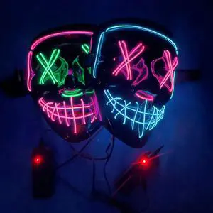 Fast Delivery Cheap PVC Halloween Party Mask with LED EL Wire Multi Colors 12 Months Warranty