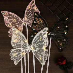 Valentine's Day New Lace with Lights Flower Accessories Creative Three-dimensional butterfly Cake Decorations