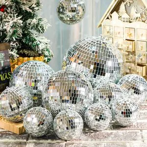 Wholesale 10cm 20cm 30cm 40cm 50cm 60cm 80cm 100cm Silver Black Giant Disco Ball Decor