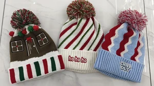 2026 Christmas Cartoon Dot Beanie Nylon/Acrylic Custom Unisex Children Family Team Hat
