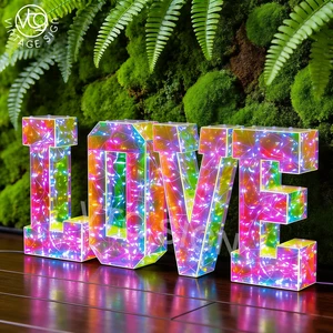 Iridescent Glow Letter Custom 3ft Vintage Style LED Sign for Wedding Anniversary Proposal Party Decor