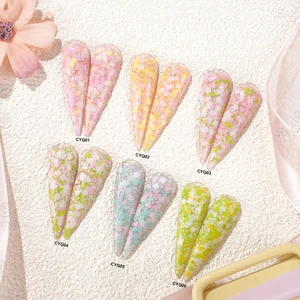 Wholesale 16-Color Custom DIY Sequin Dip Powder Spring Series Acrylic Dipping Powder For Nail Art