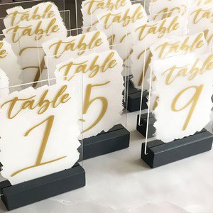 Custom Shape Blank Acrylic Sign Wedding Party Decoration Freestanding Wedding Place Cards Transparent Table Number Signs