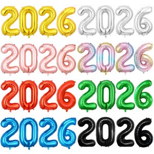 2026 Digital 16 Inch 32 Inch 42 Inch Digital Balloon Set Decorated with Aluminum Foil Balloons for the New Year Party Decoration