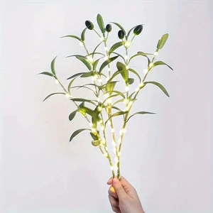 Hot Sale IP65 Plastic LED Warm White Home Wedding Decorations Green Olive Leaf Simulation Plant Hotel Valentine's Day Lighting
