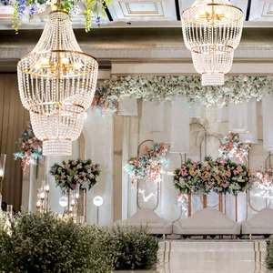 Wedding Props Modern Golden Crystal Chandelier Elegant Ceiling Pendant Light Party Wedding Ceiling Decorations Light