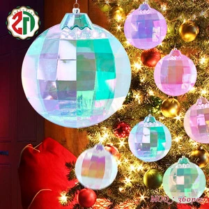 Christmas Decoration Flat Balls Shatterproof Iridescent Ball for Festival Wedding Home Party Decors Xmas Tree Hanging
