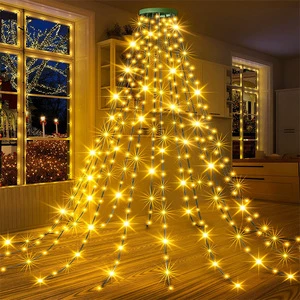 Led Icicle Round Top Curtain String Light Curtain Light for Tree Bar Holiday Party Wedding Club Show Hotel Event Christmas Light