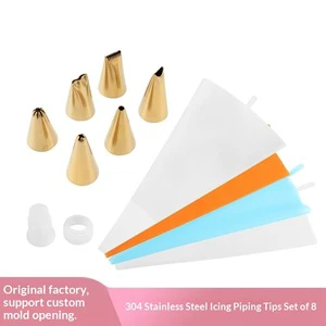 Manufacturer's Small Size 8-Piece Baking Set Decorating Tips for Cake and Cookie Decorating