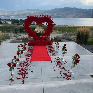 Wholesale King Rose Silk 6-7ft 2.4 Meter White Red Color Flower Heart Arch Decoration for Wedding Arch Decor