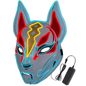 Fox Mask Neon Led Light Cosplay Mask Halloween Party Rave Led Mask Dance DJ Payday Costume Props