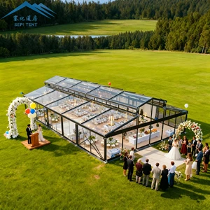 Outdoor Large Capacity PVC Black Aluminum Frame Orangery Atrium Marquee Tent Luxury Transparent Wedding Party Tent For Events