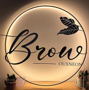 Business Store Sign Acrylic Mirror Gold Neon Sign Salon Customized LED Shop Neon Sign Business