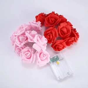 Battery Operated Romantic Rose Flower Led fairy String Lights Artificial Garland Lights for Wedding Christmas Valentine's Day