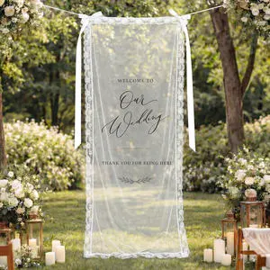 Lace Hanging Cloth Lawn Wedding Name Hanging Yarn Wedding Welcome Area Wedding Photo Area Photography Niche Props Customization