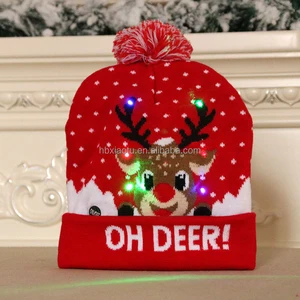 Xiaotu LED Christmas Sweater Hat Light up Christmas Knitted Hat Xmas Knitted Unisex Winter Hat