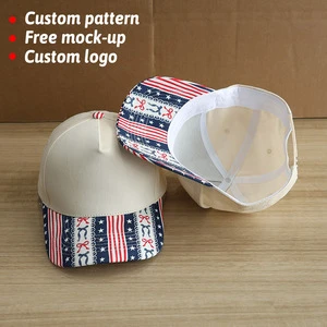 Custom Vintage American Flag Canvas Patriotic USA Stars Trucker Hat Red White Blue Stripe Bow Adjustable Christmas Baseball Cap