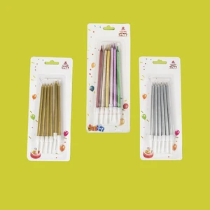 Cake Decorating Supplies 6Pcs Long Thin Metal Rose Gold Pencil Shaped Cake Candle for Party Cake Decoration
