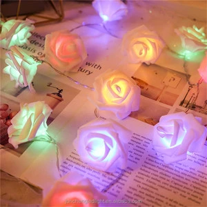 Battery Operated 1.5M Rose Flower String Lamp Artificial Flower Bouquet Garland for Festival Valentine's Day Wedding Party