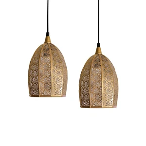 Moroccan Elegance Iron Handmade Eco-Friendly Pendant Lamp Gold Finish Modern Style Hanging Lantern Ceiling Light Home Christmas