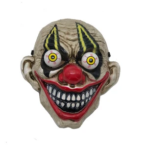 HLC ODM Low Cost Horror Novelty Mask Halloween Grinning Clown Mask With Scary Big Eyes & Red Nose for Haunted House Props Decor