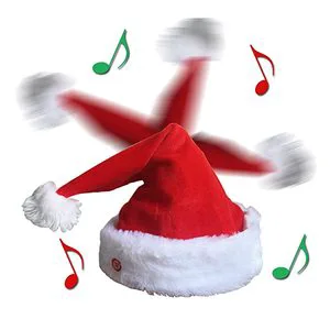 Funny Novelty Indoor Electric Dancing Xmas Santa Hat with Musical Singing Jingle Bells Felt Material BSCI Certified