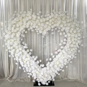 Factory Custom Silk Artificial Flowers Rose Heart Shaped Flower Arch for Wedding Valentine's Day New Year Background