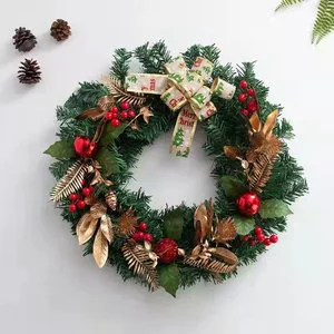 Beautifully Decorated Luxury Handmade Eco-Friendly Green Christmas Wreath Elegant Holiday Garland for Festive Home Decor