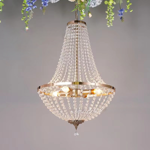 Wedding Chandelier Light Wedding Decoration Gold Metal Crystal Bead Curtain Chandelier Wedding Ceiling Decoration Light