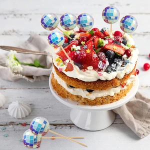 New Design Colorful Plastic Cake Decorating Tools Disco Mirror Ball for Cake Topper Birthday Party Decorations