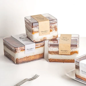 Clear PS Plastic Tiramisu Box Mini Dessert Candy Packaging Cases Small Wholesale Transparent Containers Food Grade Square Cube