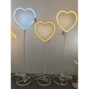 Heart Shaped Road Guide Light Height Adjustable Warm White Light Heart Shaped Light Bracket for Wedding Party Event Aisle Decor
