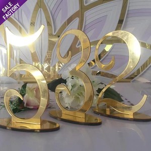 Customized Restaurant Support Table Numbers Holder Stand 3D Gold Mirror Event Table Number Cards