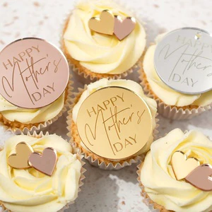 Custom Paper Cupcake Topper Mirror Acrylic Cupcake Topper Happy Birthday Mothers Day Cake Topper Name Cake Charms Decor