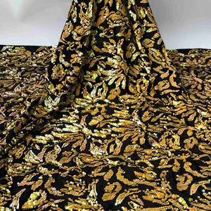 High Quality Velvet Fabric Evening Dress with Multi-Color Stretch Glitter Sequin Embroidery for Girls Warp Knitted for Weddings