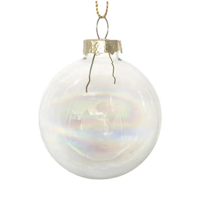 Wholesale High Quality 6cm Iridescent Glass Christmas Balls Ornaments Shiny Holographic Xmas Tree Decorations
