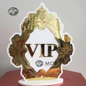 Luxury Event Wedding Mirrored Gold VIP Signs Wedding Table Numbers