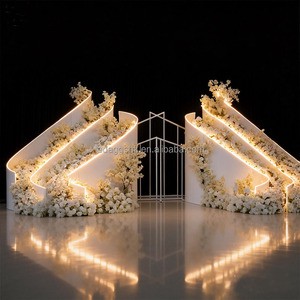LEDA New Design Wedding Arch Backdrop Artificial Flower Arch Metal Stand for Party Stage Decoration