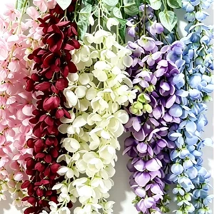 6-Fork Artificial Wisteria Silk Hanging Vine Wedding Christmas Ceiling Decor Photography Props