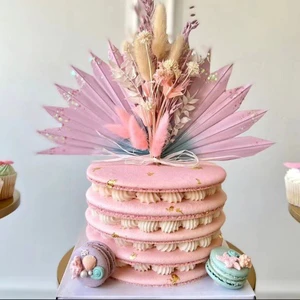 Bright-colored Palm Sun Cake Topper DIY Flower Bouquet Birthday Cake Weeding Anniversary Cake Decor