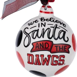 Christmas Ball Ornaments - Bulldogs We Believe Handpainted Ceramic Santa Christmas Tree Balls Red & Black Christmas Decorations