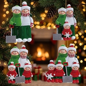 2026 High Quality Resin Painted DIY Family Sleigh Christmas Hanging Ornaments Small Decorative Tree & Ball Ornaments Wholesale