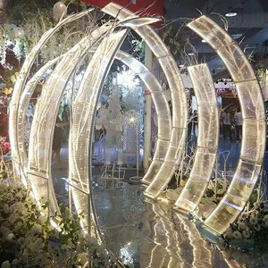 Wedding Arch Romantic Guide Iron Arch with Light Wedding Backdrop Decoration Wedding Arch