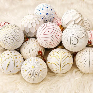 New 8cm 12Pcs Handmade Vintage Christmas Balls Set Xmas Tree Hanging Ornaments For Holiday Decor